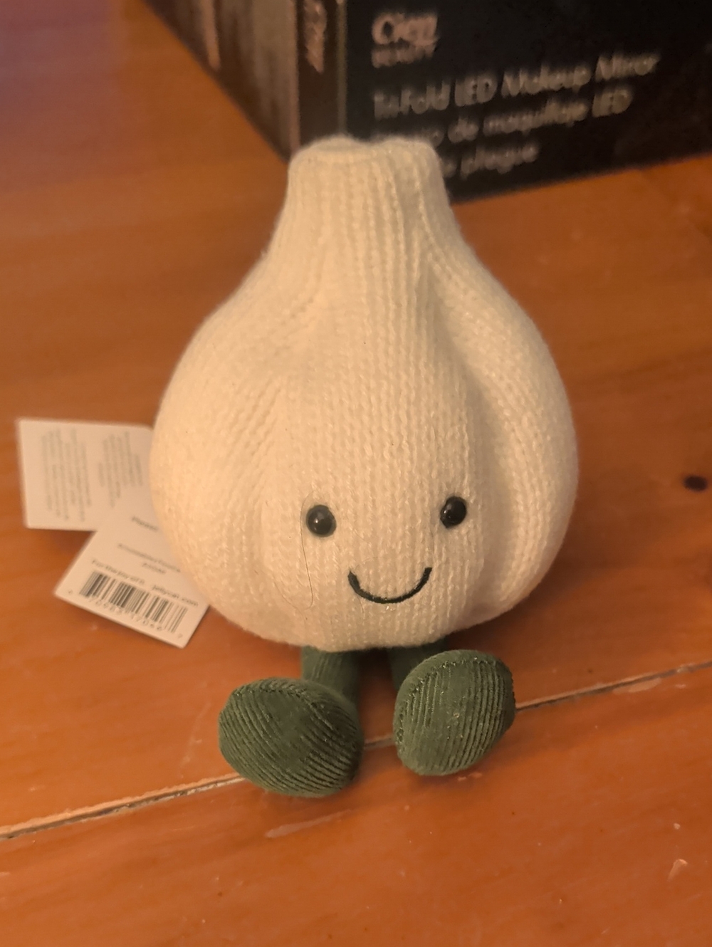 Jellycat White Garlic Plush with Green Corduroy Legs